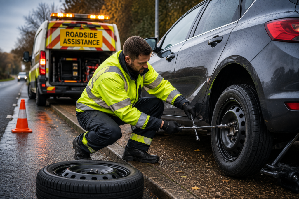 Roadside Tire Change in the Rain