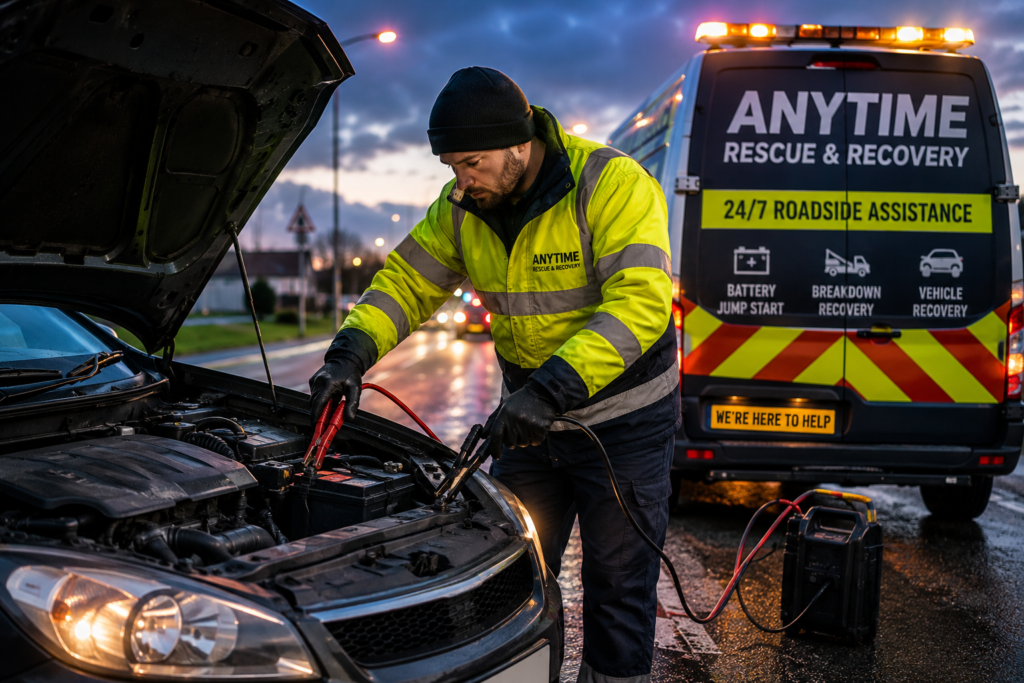 Flat Battery Assistance Bedford | 24/7 Car Battery Jump Start & Emergency Battery Services