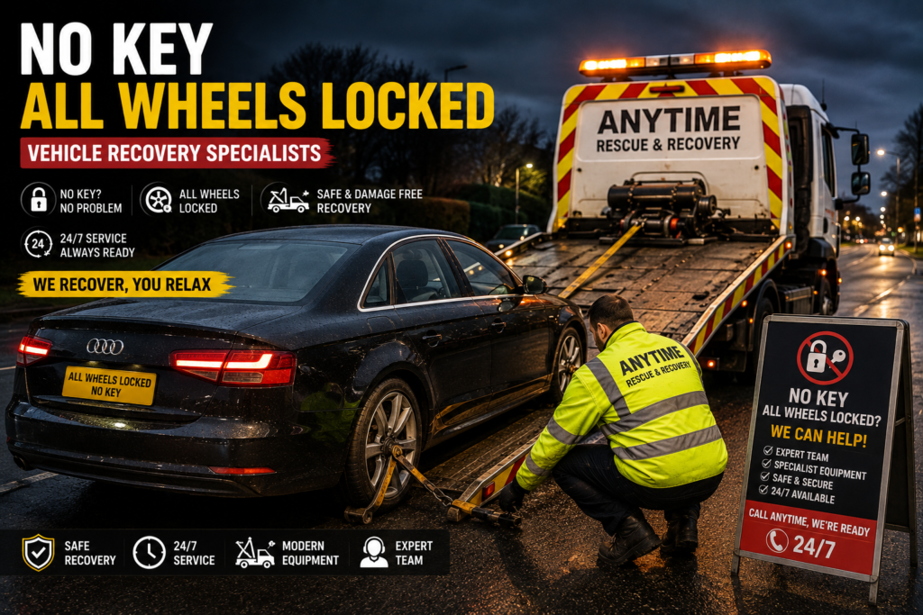 No Key, All Wheels Locked Recovery Bedford