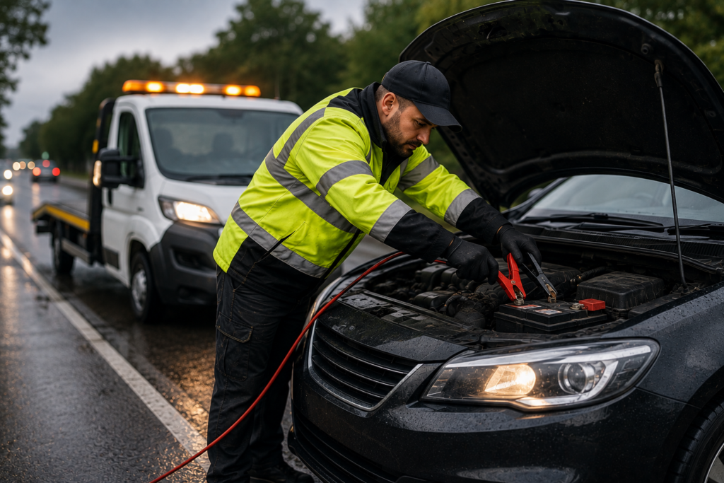 Roadside Battery Assistance in the Rain
